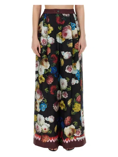 Dolce & Gabbana Women's Pants With Floral Print | Size 42 | Ftc3vt In Multicolour