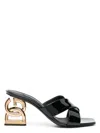 Dolce & Gabbana 75 Patent Leather Dg Heel Mules In Black