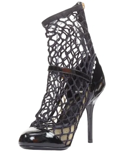 Pre-owned Dolce & Gabbana Women's Patent Leather Fishnet Boot (authentic Pre-loved)