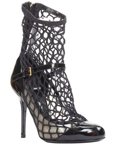 Dolce & Gabbana Women's Patent Leather Fishnet Maryjane Heeled Booties  (authentic Pre-loved) In Black