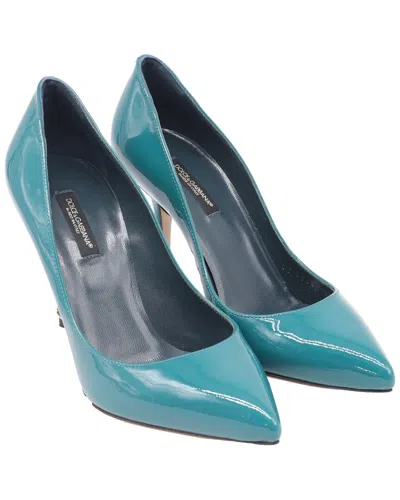 Dolce & Gabbana Women's Patent Leather Pointed Pump (authentic Pre-loved) In Blue