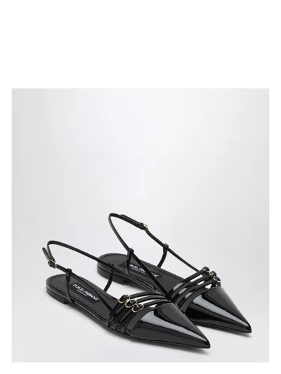 DOLCE & GABBANA WOMEN'S PATENT LOW SLINGBACK PUMPS