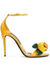 Dolce & Gabbana 105mm Keira Patent Leather Sandals In Yellow