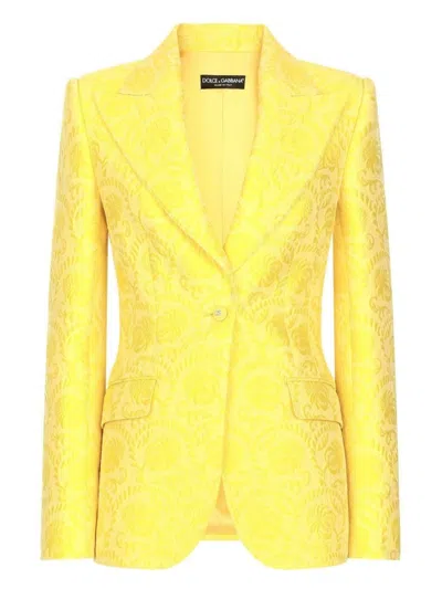 Dolce & Gabbana Flower Matelasse Jacquard Single-breasted Blazer Jacket In A3776