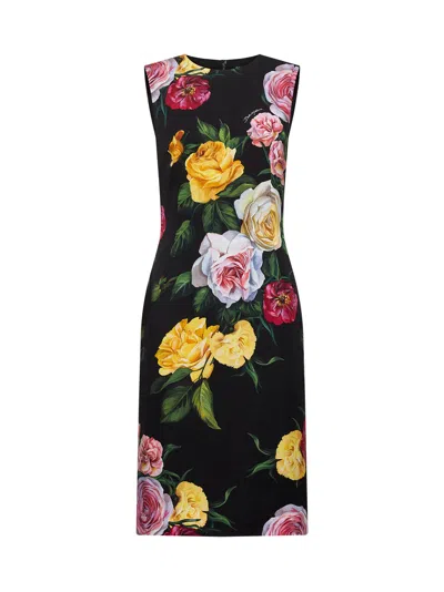 Dolce & Gabbana Women Peony And Rose Print Calf-lenght Sheath Dress