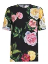 Dolce & Gabbana Peony And Rose Print Silk Charmeuse Blouse In Black