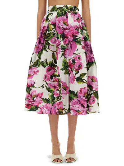 DOLCE & GABBANA DOLCE & GABBANA WOMEN PEONY PRINT LONG SKIRT