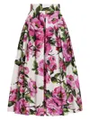 Dolce & Gabbana Multicolor Rose-print Cotton Circle Midi Skirt In Pink