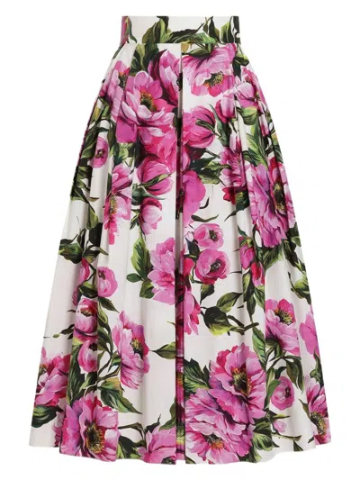 DOLCE & GABBANA WOMEN'S PEONY PRINT LONG SKIRT