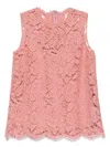 Dolce & Gabbana Pink Dg Logo Floral Lace Short Dress In Rosapscuro