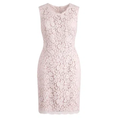 Pre-owned Dolce & Gabbana Women's Pink Lace Sheath Dress With Silk Slip, It40