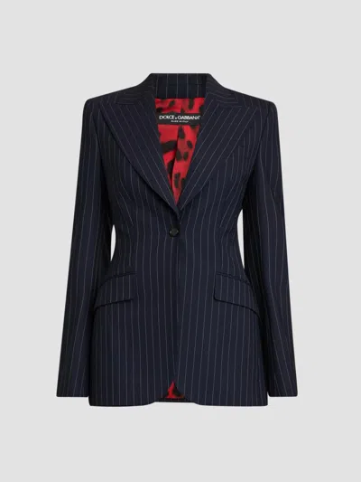 Dolce & Gabbana Women's Pinstriped Stretch Virgin-wool Single-breasted Blazer In Rigato