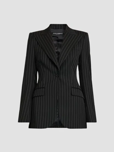 Dolce & Gabbana Women's Pinstriped Stretch Virgin-wool Single-breasted Blazer In Rigato