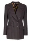 Dolce & Gabbana Double-breasted Pinstripe Wool Turlington Jacket In Brown
