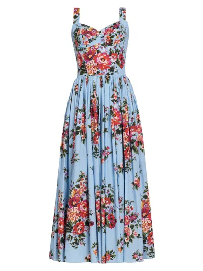 Dolce & Gabbana Tiered Floral-print Cotton-poplin Midi Dress In Multi