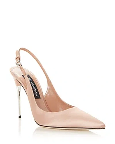 Dolce & Gabbana Dolce&gabbana Pointed Toe Slingback Stiletto Pump In Beige