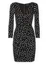 Dolce & Gabbana Polka Dot-printed Plunging V-neck Mini Dress In Pbianfnero
