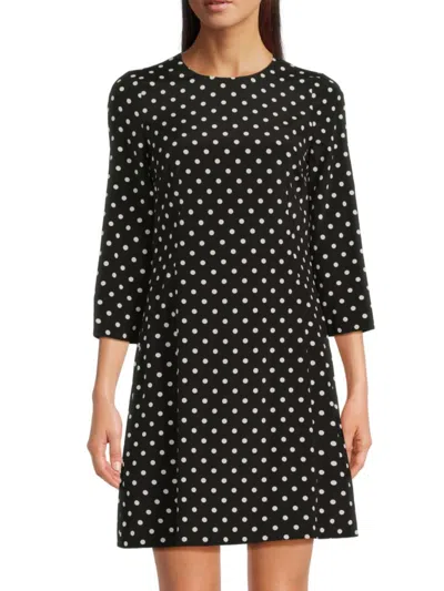 Dolce & Gabbana Women's Polka-dot Silk A-line Mini-dress In Black