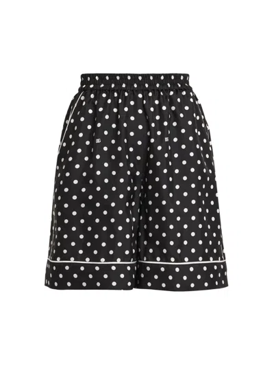 Dolce & Gabbana Women's Polka Dot Silk Pajama Shorts In Multi