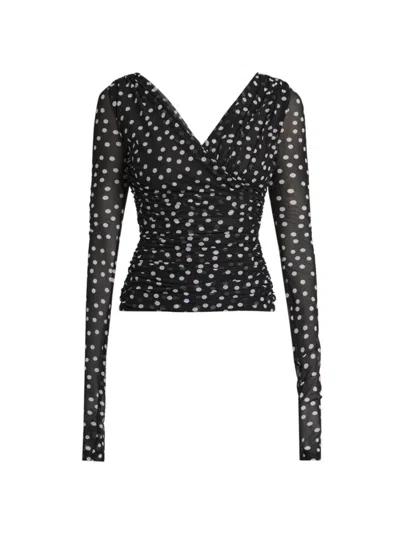Dolce & Gabbana Polka Dot Draped Top With In Black