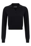 Dolce & Gabbana Collared Neck Long Sleeves Ribbed Hem In Black