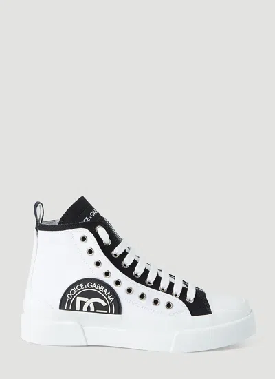 Dolce & Gabbana Women Portofino High Top Sneakers In White