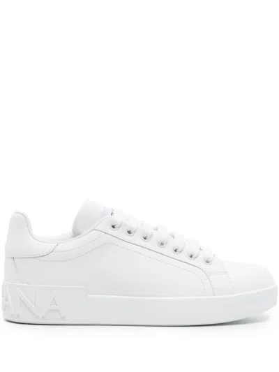 Dolce & Gabbana Women Portofino Leather Sneakers In White