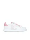 Dolce & Gabbana Portofino Low-top Leather Sneakers With Lateral Monogram In Pink