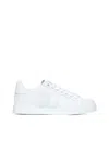 Dolce & Gabbana Women Portofino Low-top Leather Sneakers With Lateral Monogram In White