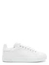 Dolce & Gabbana Leather Sneakers With Perforated Logo Detail In White