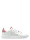 Dolce & Gabbana Portofino Low-top Leather Sneakers With Lateral Monogram In Pink