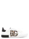 Dolce & Gabbana White Low Top Sneaker With Animal-motif Logo In Leather Woman