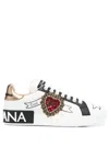 Dolce & Gabbana Calfskin Portofino Sneakers With Embroidery