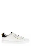 Dolce & Gabbana White Low Top Sneakers With Logo Lettering On The Tongue And Logo Detail On The Heel In Leather Woma In Multicolor