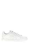 Dolce & Gabbana Women Portofino Low-top Leather Sneakers With Lateral Monogram In White