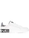 Dolce & Gabbana Women Portofino White Leather Sneakers With Logo In White