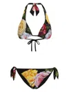 Dolce & Gabbana Black Floral-print Bikini Set In Black