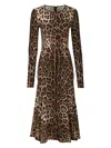 Dolce & Gabbana Leopard-print Calf-length Cady Dress In Animalier