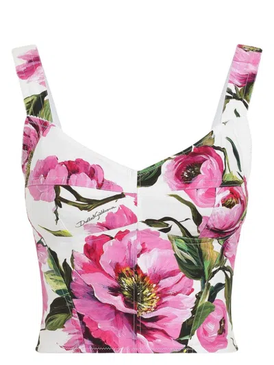 Dolce & Gabbana Women's Printed Cotton Bustier Top