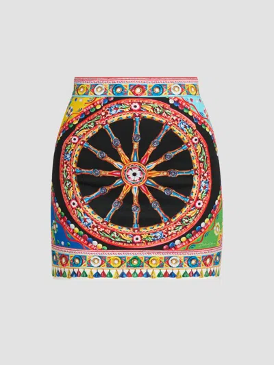 Dolce & Gabbana Women's Printed Cotton Mini Skirt In Variante Abbinata