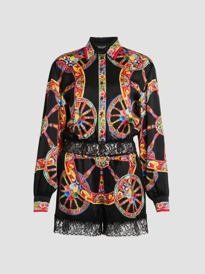 Dolce & Gabbana Women's Printed Cotton-silk Jumpsuit In Ruote Carretto Fold