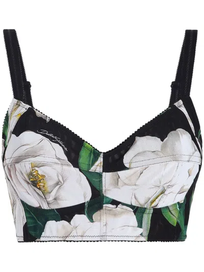 Dolce & Gabbana Women Printed Cropped Top In Black
