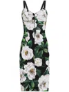 Dolce & Gabbana Black Stretch Marquisette Midi Dress In Black