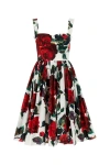 Dolce & Gabbana Rose Printed Poplin Midi Dress In Multicolor