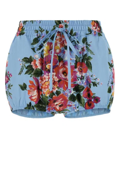 Dolce & Gabbana Women Printed Poplin Shorts In Blue