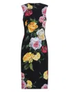 Dolce & Gabbana Longuette Dress With Floral Print Dresses Multicolor In Black
