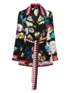 Dolce & Gabbana Belted Floral-print Silk-twill Shirt In Black