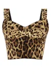 Dolce & Gabbana Printed Stretch Silk Blend Bodice In Brown