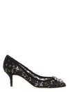 Dolce & Gabbana Scarpe Con Tacco In Pizzo Blu Notte Donna In Black