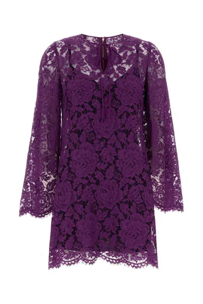 Dolce & Gabbana Women Purple Lace Dress